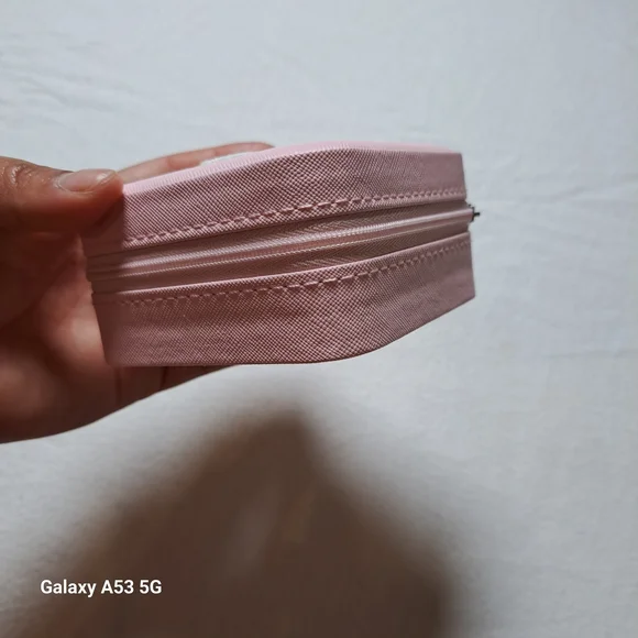 Travel Women's Initial “ R “ Jewelry Box Case Organizer Wit Mirror Pink - Picture 2 of 3